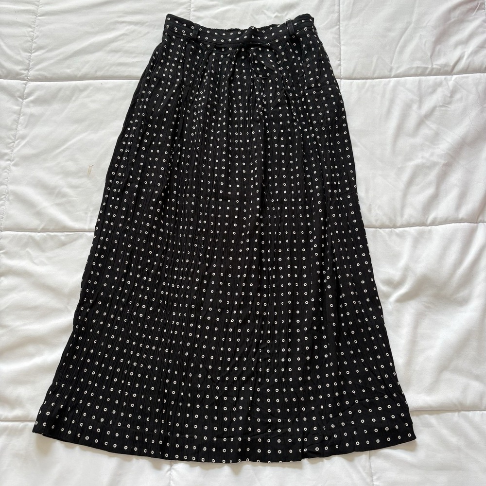 Vintage Maxi Skirt Womens 6 Fairy Whimsy Hippie‎ Polka Dot Black 90s Y2K Grunge